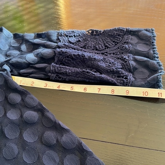 Alfani Petite Navy Blue Sheer & Lace Top - Picture 7 of 7